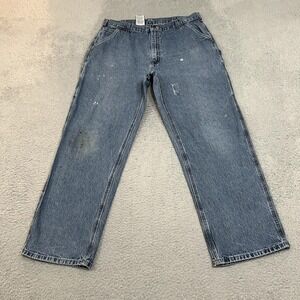 Carhartt‎ Jeans Mens 38x32 Blue Denim Carpenter Dungaree Fit Work Wear B13 DPS
